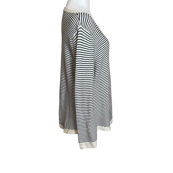 Talbots Petite Sweater Navy Cream Striped Link Stitch V Neck Pullover XLP Sailor - Picture 5 of 12